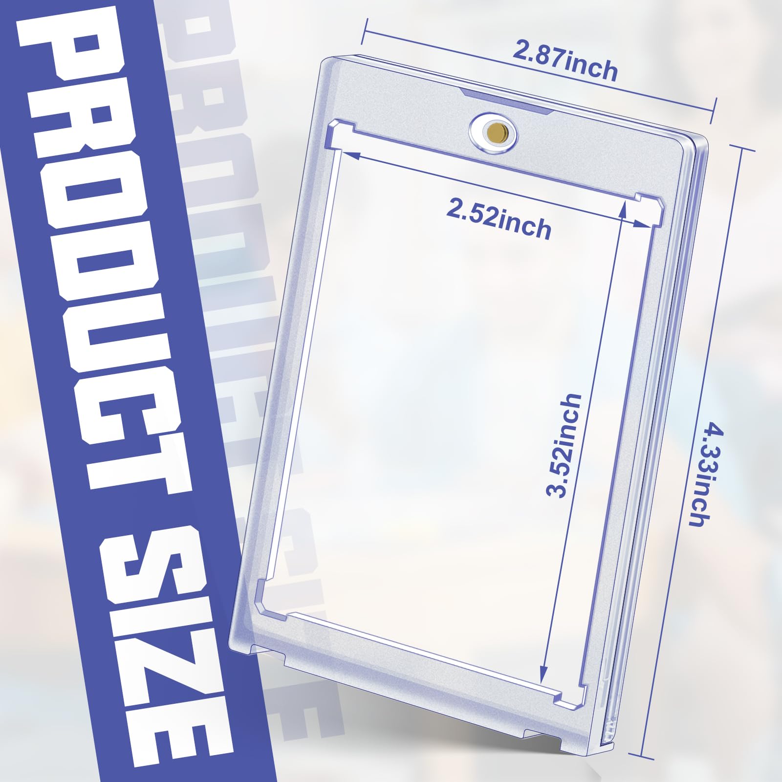 Homthy clear acrylic card case shows card details with precise interior dimensions.