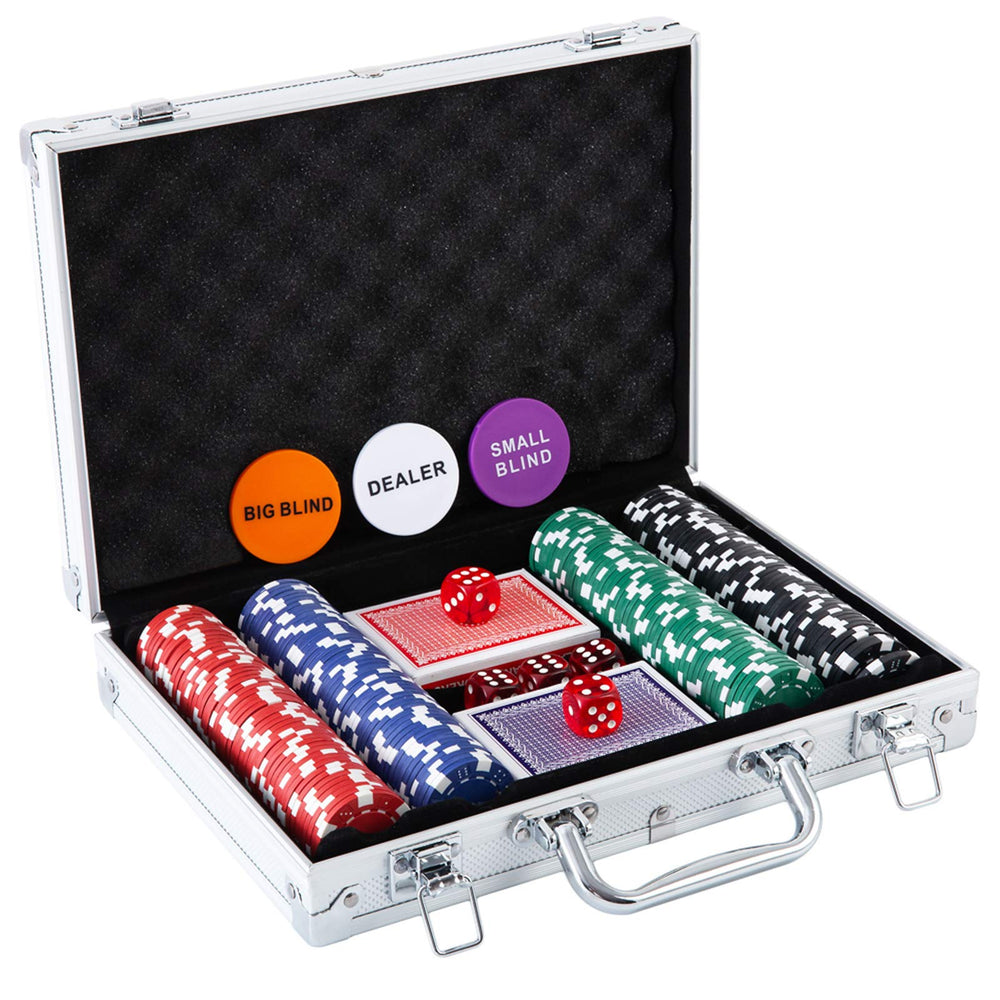 Homwom poker chip set 200pcs aluminum case for complete home gaming kit
