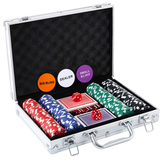 Homwom poker chip set 200pcs aluminum case for complete home gaming kit