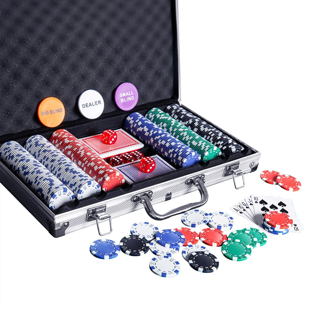 Homwom poker chip set case open shows durable aluminum storage for organized play