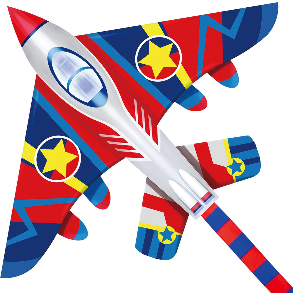 Honbo 58-inch Fighter Plane Kite in flight offers stable handling for beginners on breezy days.