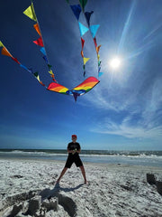 Honbo delta kite with a durable fiberglass frame for sturdy, lightweight performance.