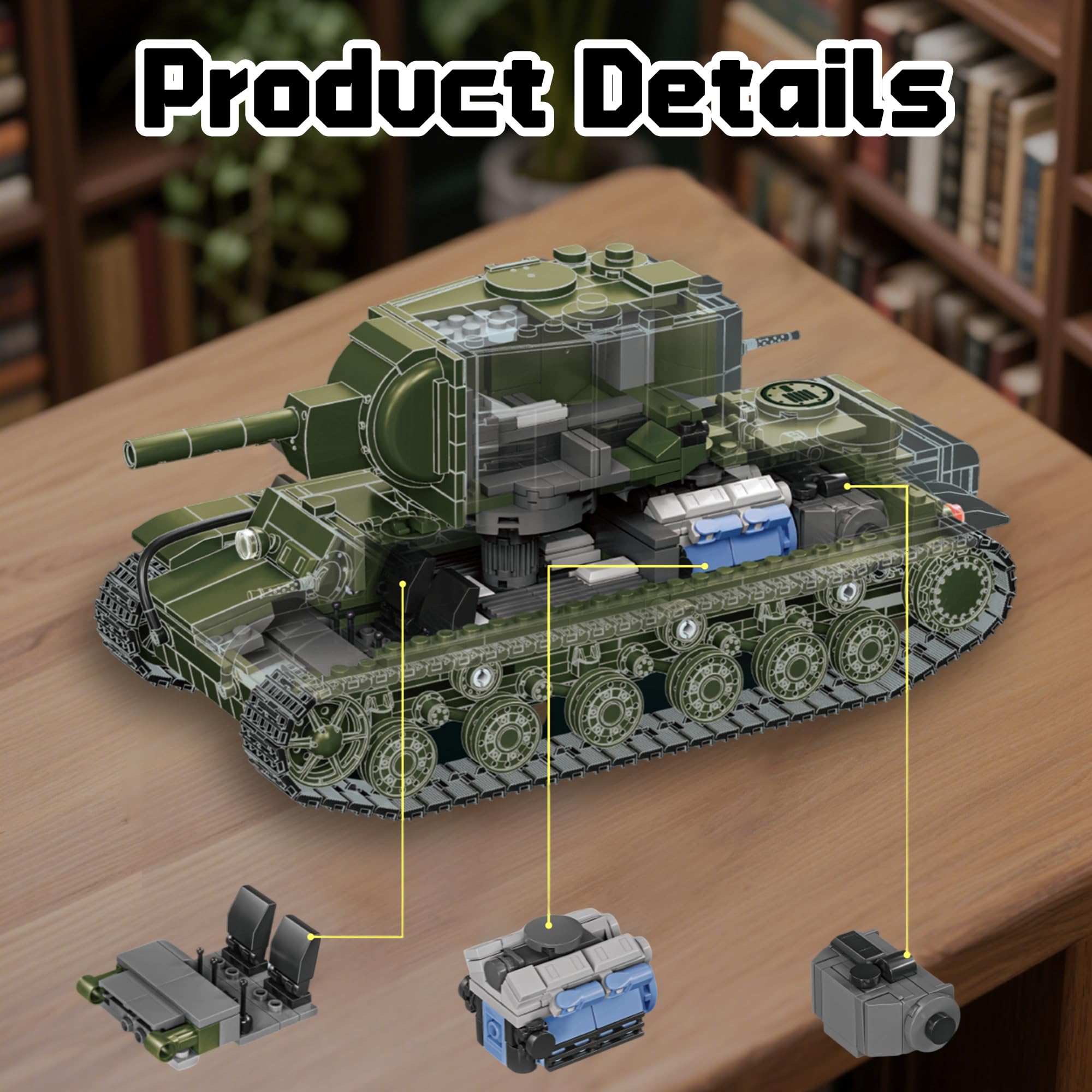 Honchoes KV-2 cannon elevation adjustable for realistic scale modeling.