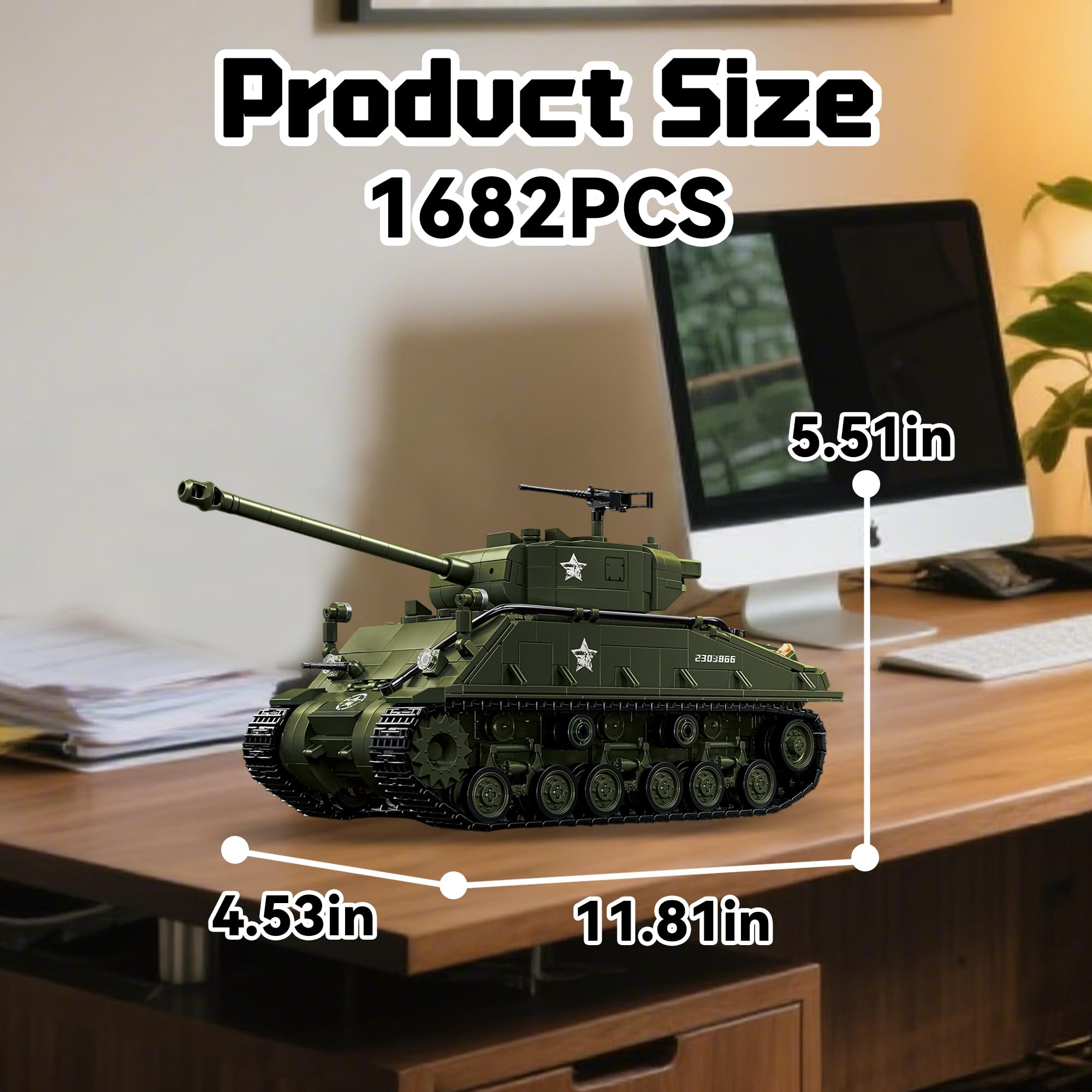 Honchoes M4 Sherman tank with rolling treads for authentic motion.