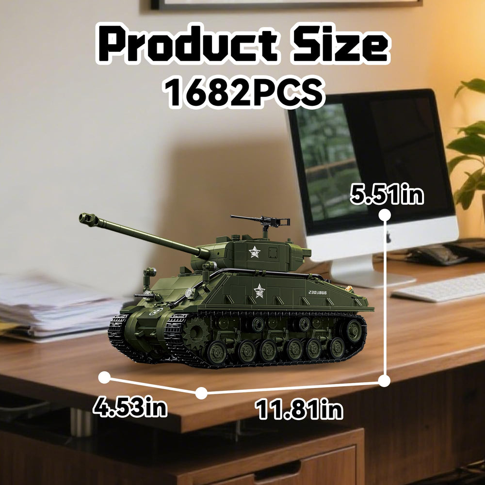 Honchoes M4 Sherman tank with rolling treads for authentic motion.