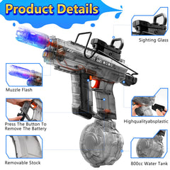 Honeasort water gun supports 40 minutes of continuous shooting.