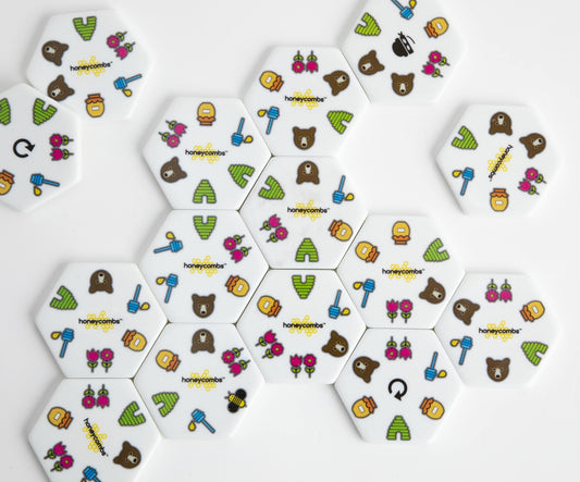 HoneyCombs Game drawstring bag stores tiles neatly for travel