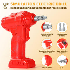 Honeystar electronic drill with interchangeable heads supports pretend tasks.