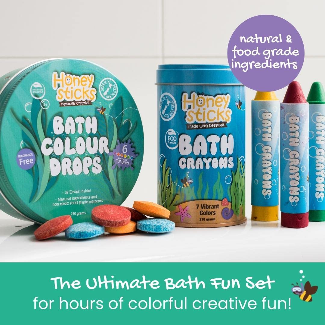 Honeysticks bath crayons seven-pack with vivid colors for creative bath time.