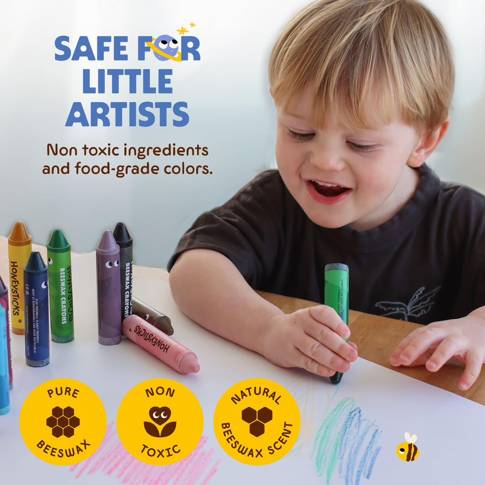 Honeysticks crayons wrapped for mess-free creative sessions.