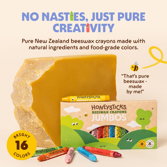 Honeysticks Jumbo Crayons large grip for easy handling by kids.