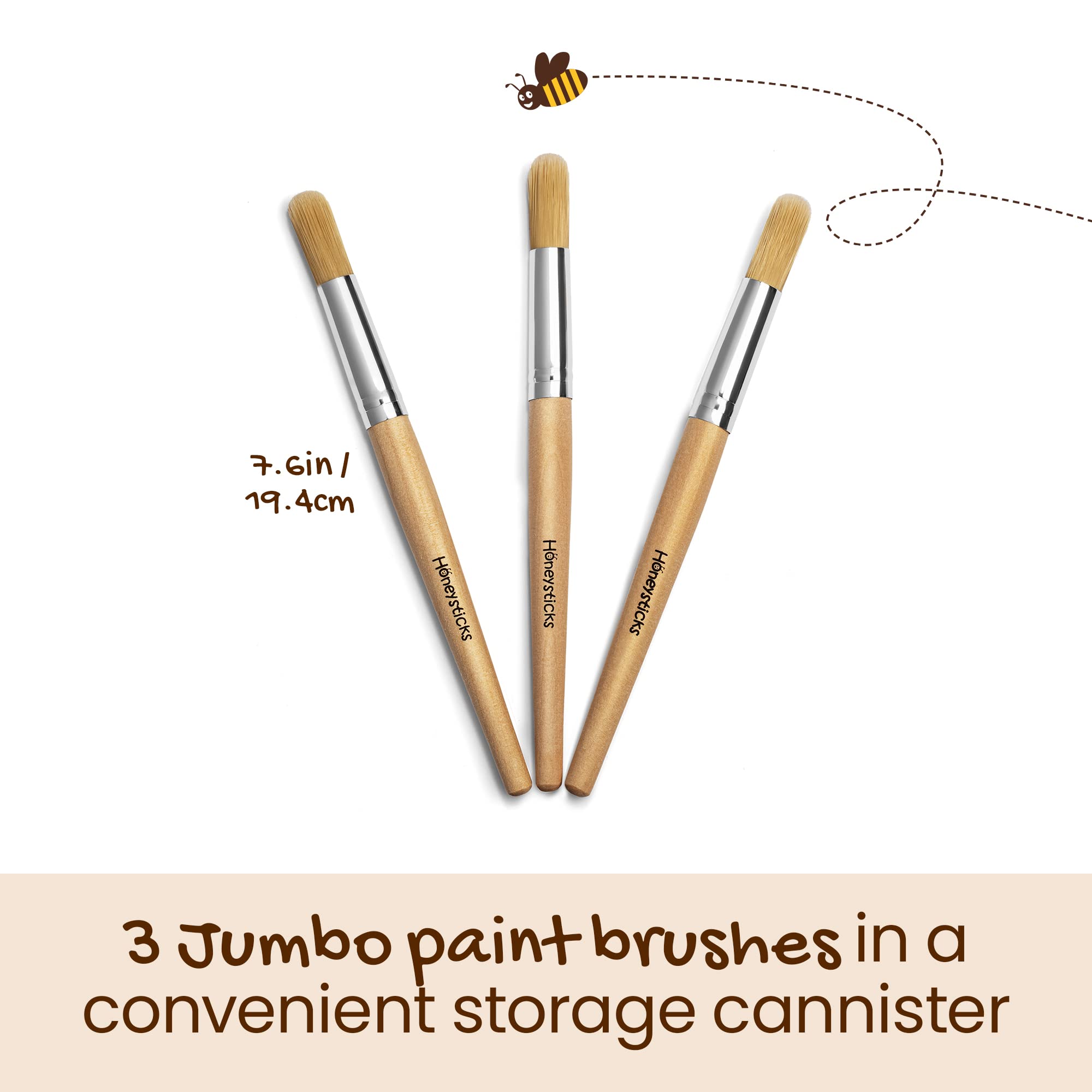 Honeysticks jumbo brush with ergonomic grip supports precise control in kid-friendly art time