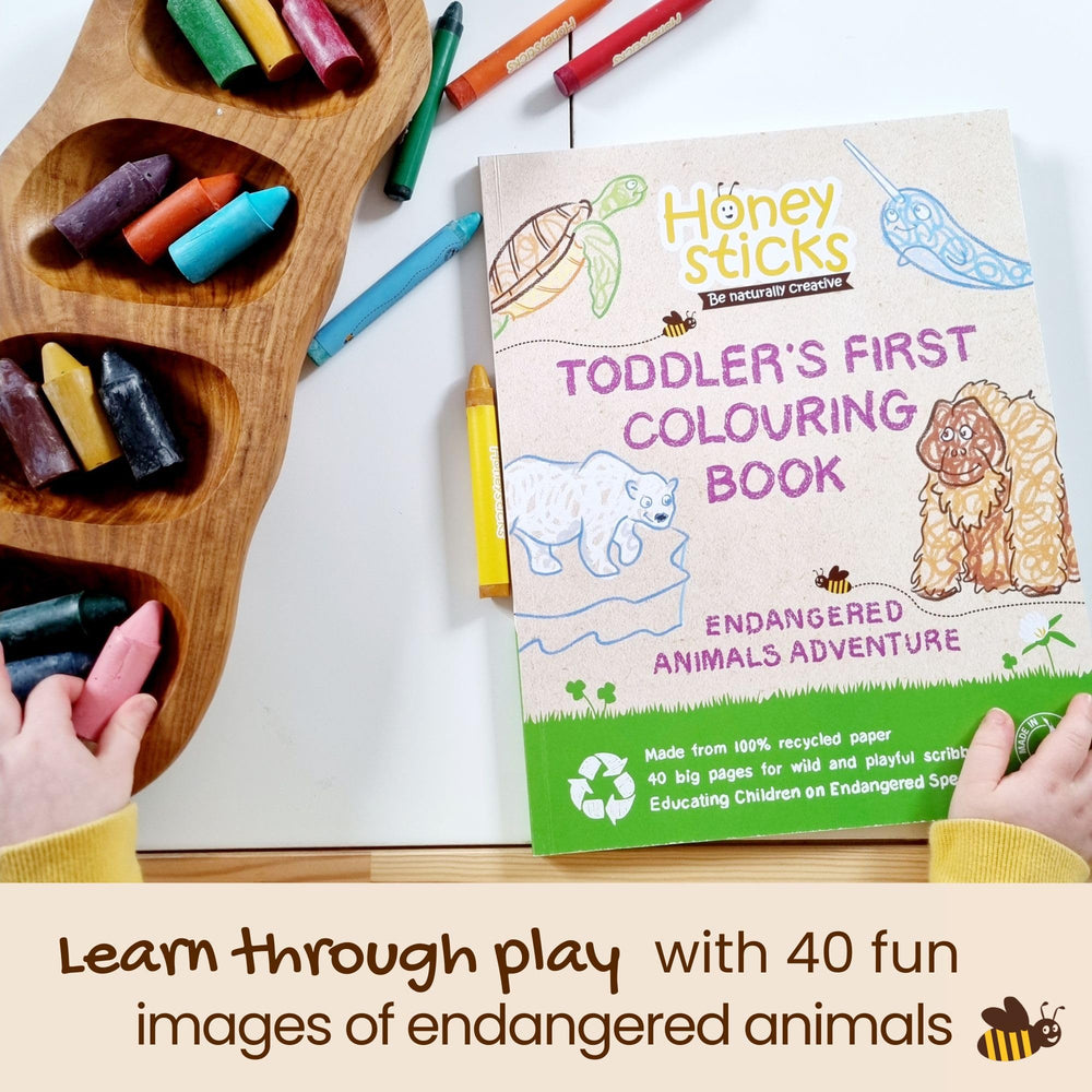 Honeysticks My First Coloring Book inner pages with large simple shapes for little artists.
