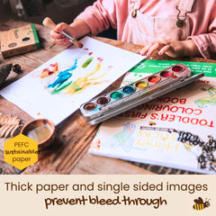 Honeysticks My First Coloring Book perforated pages for easy removal and display.