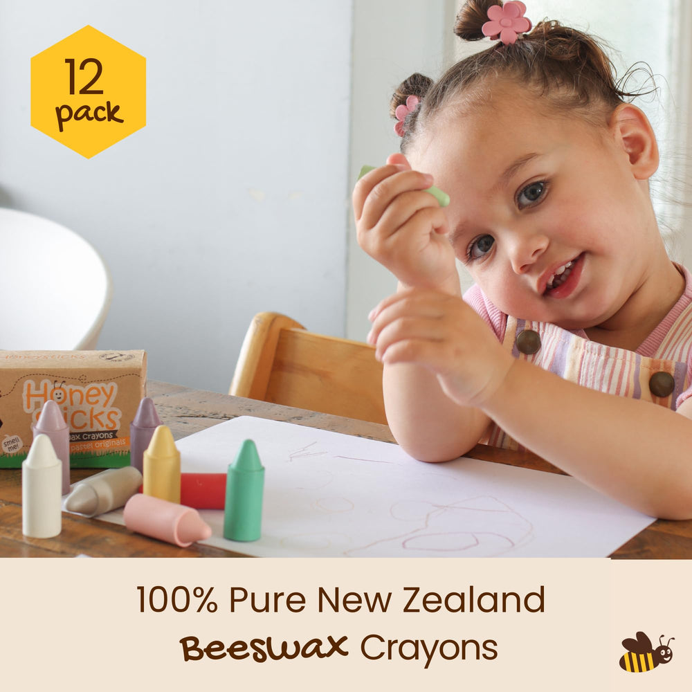 Honeysticks pastel crayons closeup highlighting smooth, safe coloring