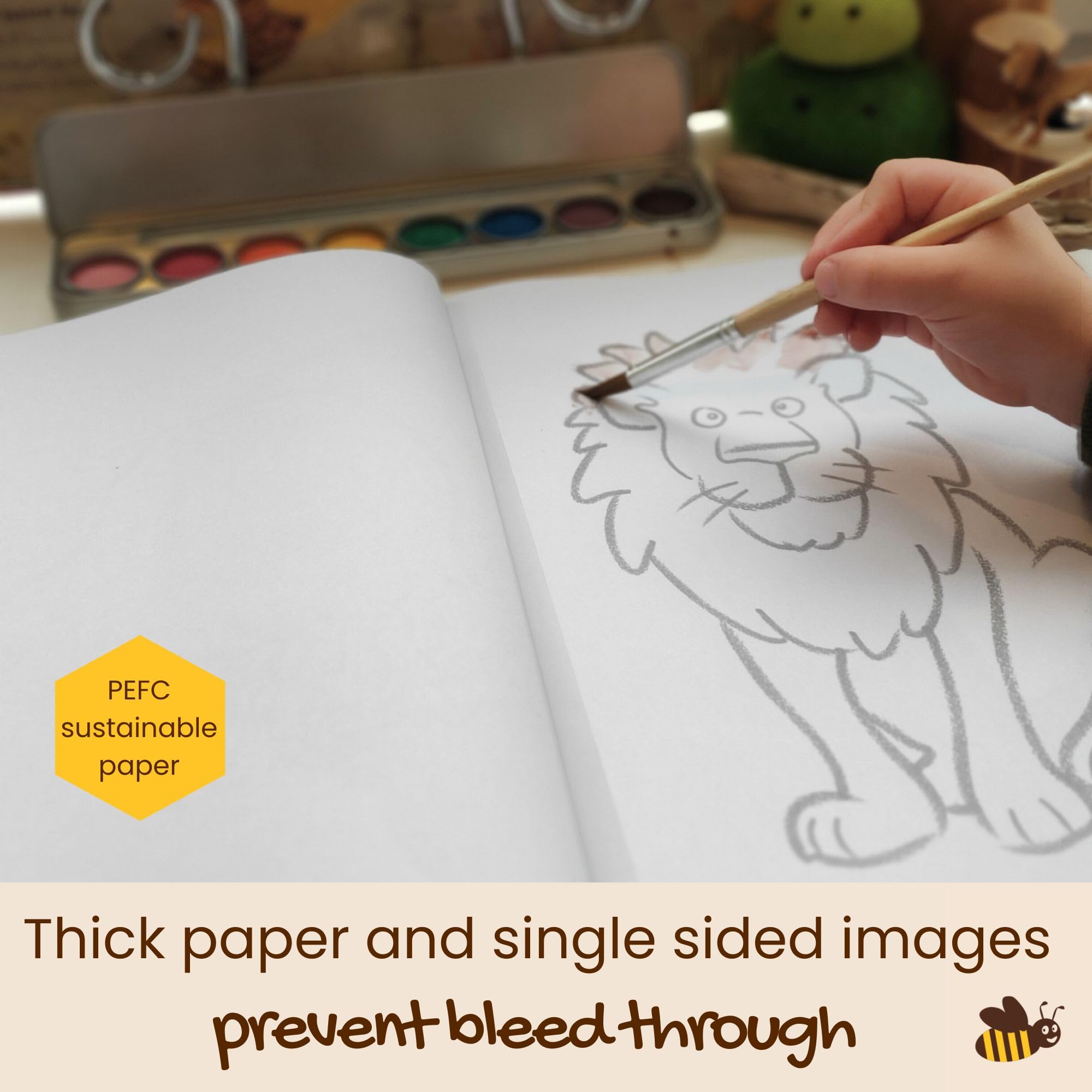 Honeysticks toddler-friendly hardcover protects artwork during coloring sessions.