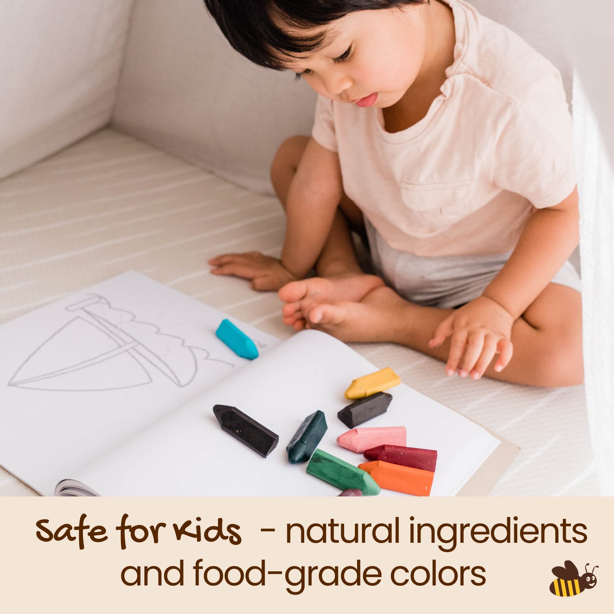 Honeysticks beeswax colors close-up, vivid pigments transfer smoothly to paper.