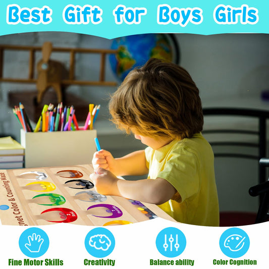 Hongid magnetic wand attached to board aids hand-eye coordination during play