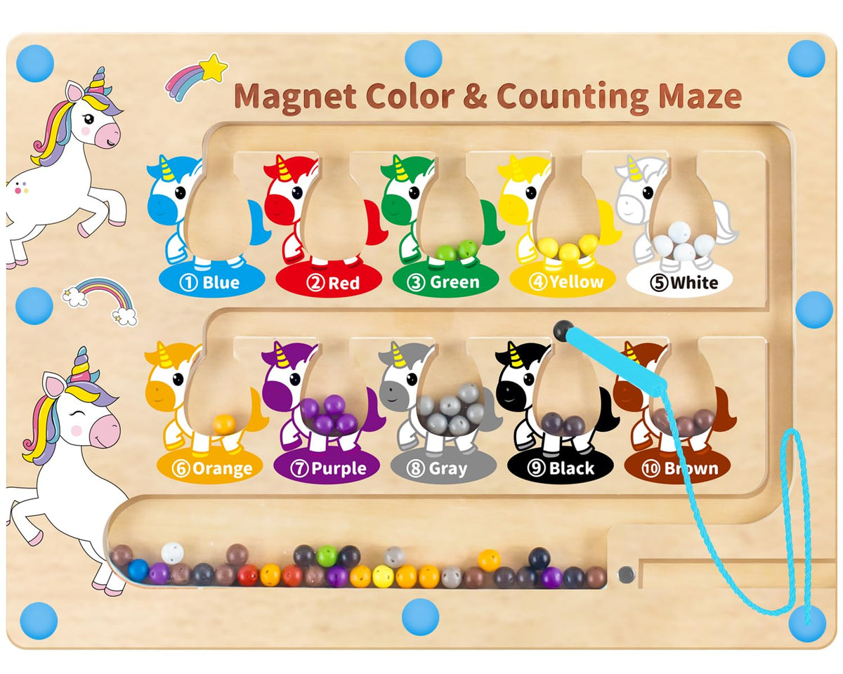 Hongid magnetic color and number maze front view promotes fine motor practice and early color recognition.