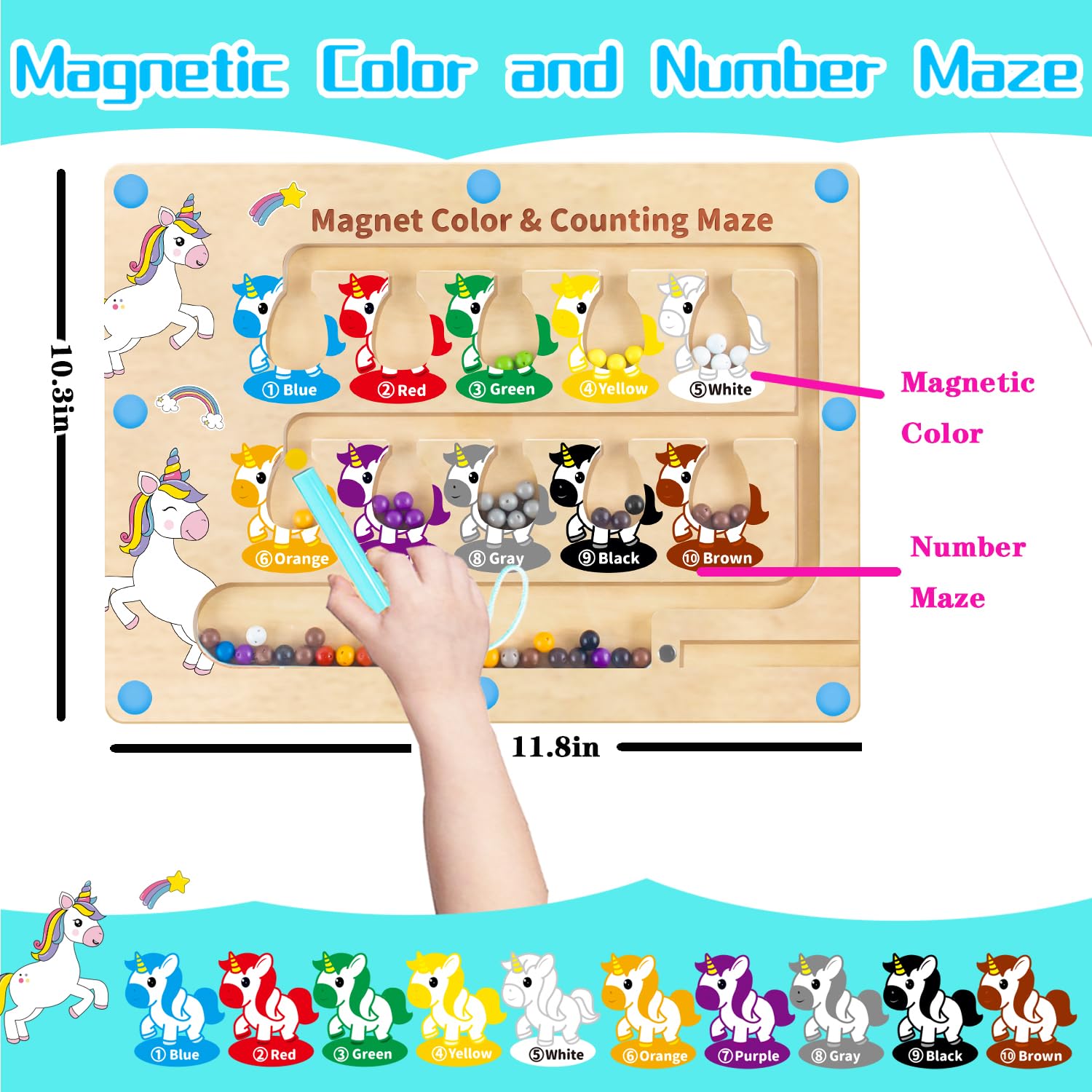 Hongid magnetic pen lifts beads smoothly for focused, quiet learning sessions.