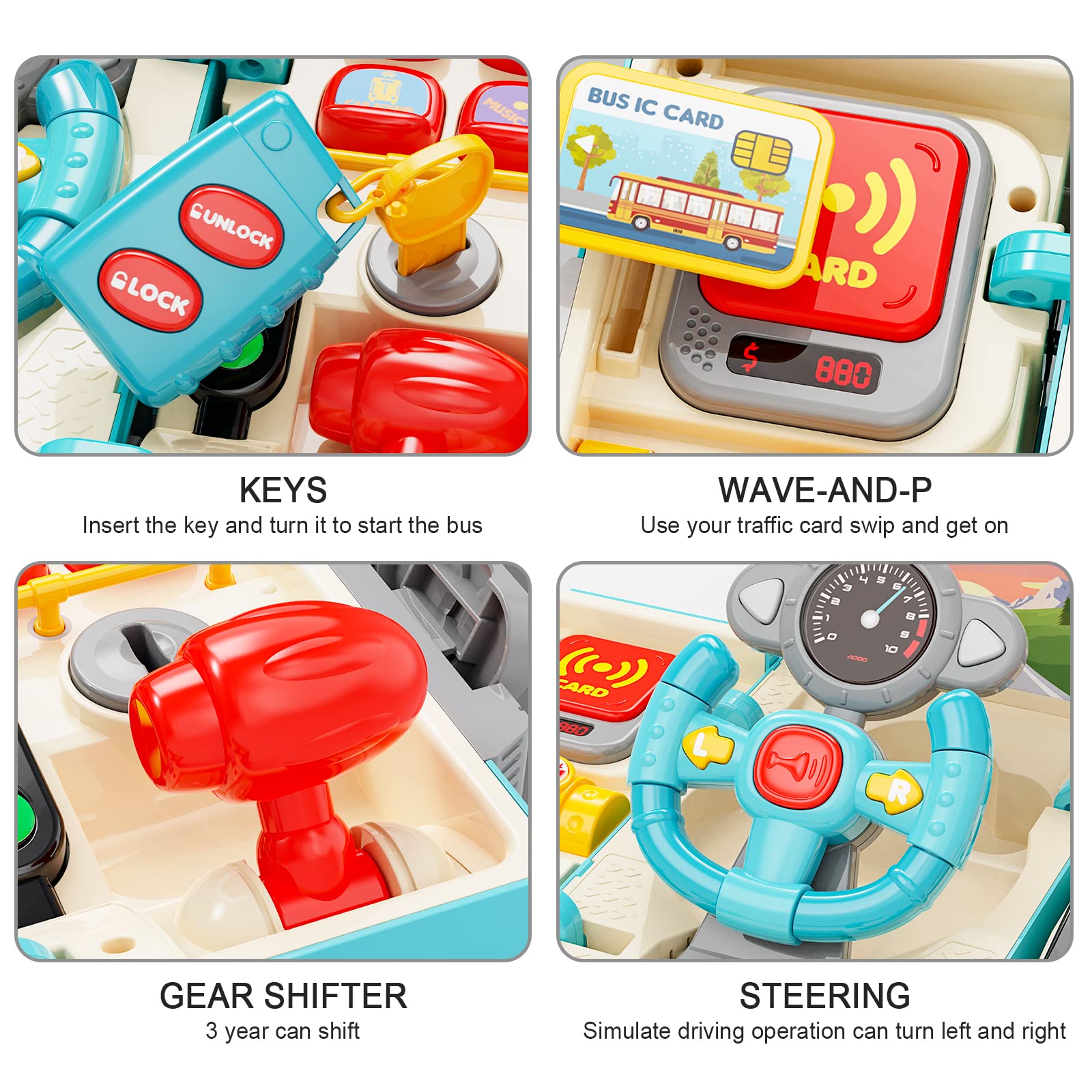 Hongtuo bus toy card swipe activates beeps for entry-style play