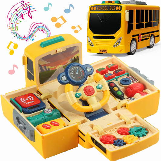 HONGTUO school bus toy in driving mode boosts imaginative play and fine motor skills.