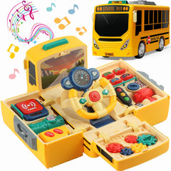 HONGTUO school bus toy in driving mode boosts imaginative play and fine motor skills.