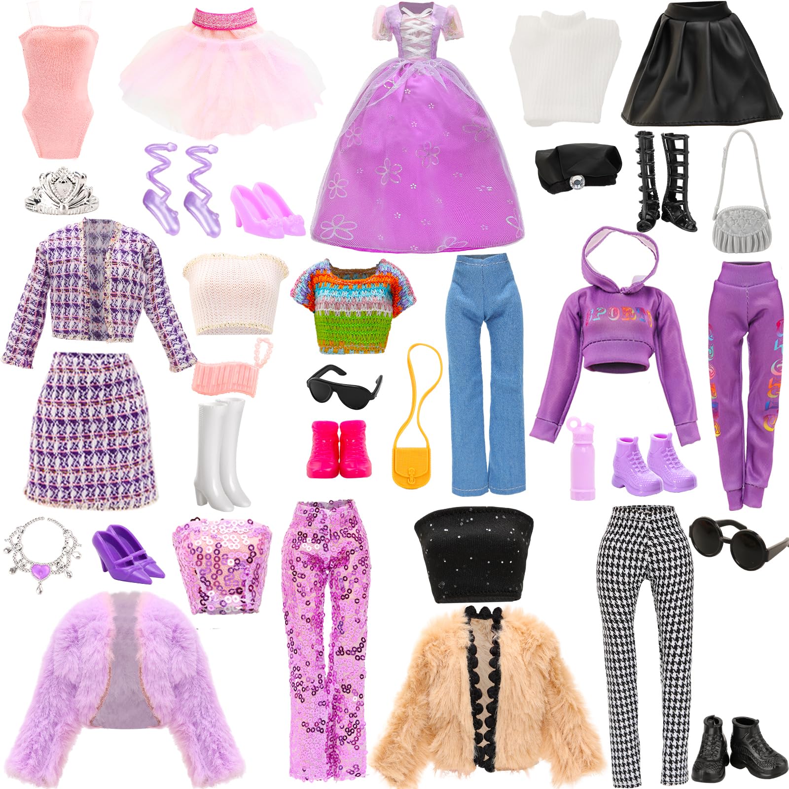 HONLAELLA 24-piece doll clothes set for 11.5-inch dolls, ideal for imaginative play