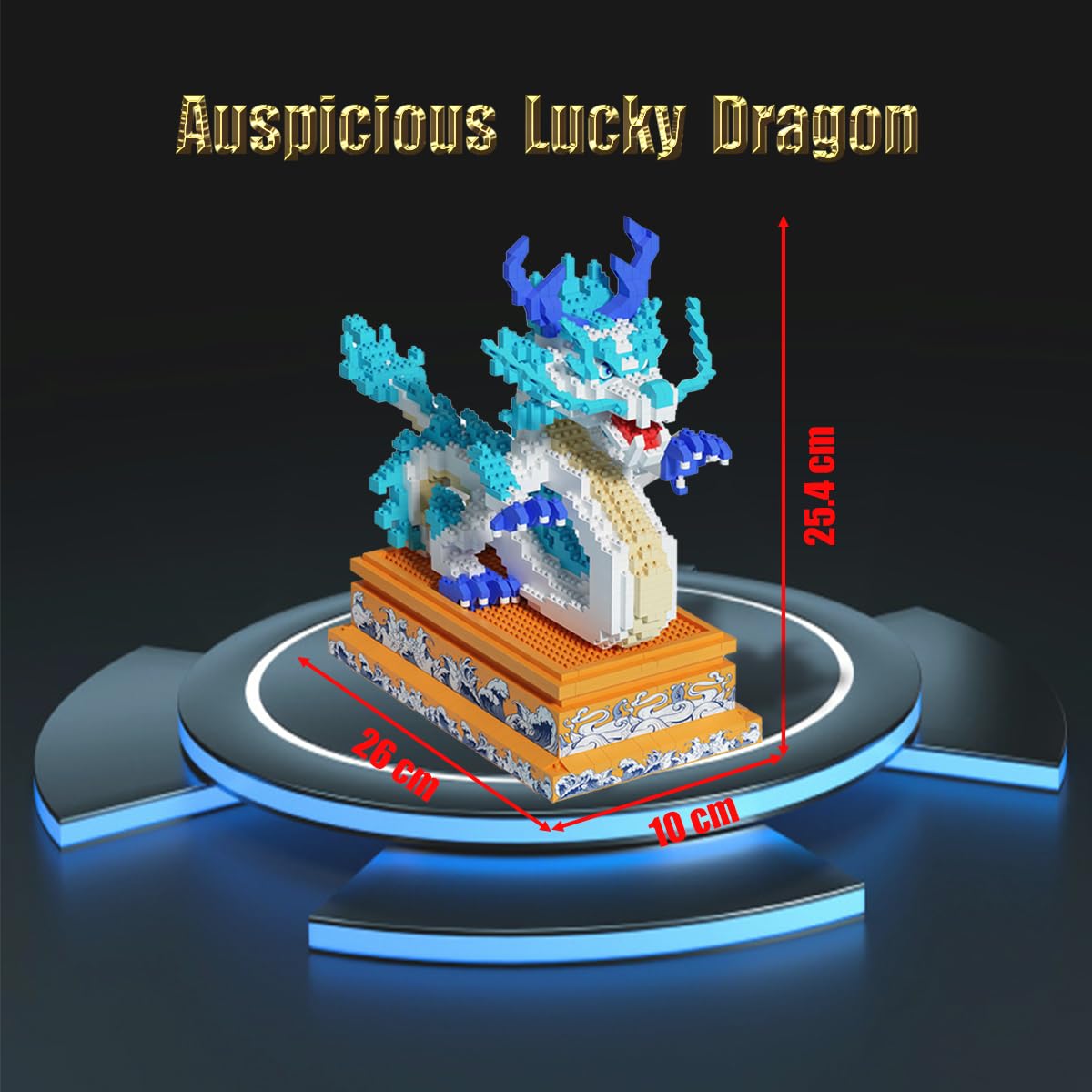 HONLANCH Auspicious Lucky Dragon colorful bricks for creative building.