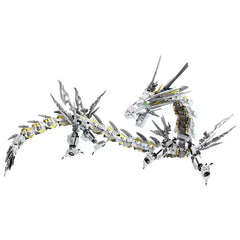 HONLANCH Dragon Series White Mechanical Hurricane Dragon assembly shows intricate brick connections for immersive building