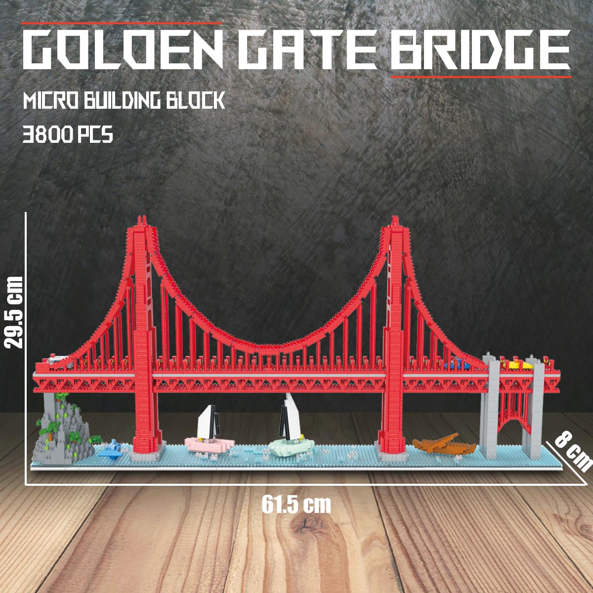 HONLANCH Golden Gate Bridge display base ready for shelf or desk showcase.