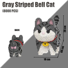 HONLANCH gray striped bell cat assembly, durable ABS pieces for satisfying building.
