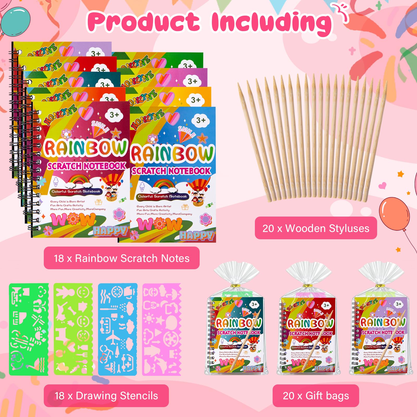 HONLYNE Wooden Scratch Stylus for precise rainbow designs