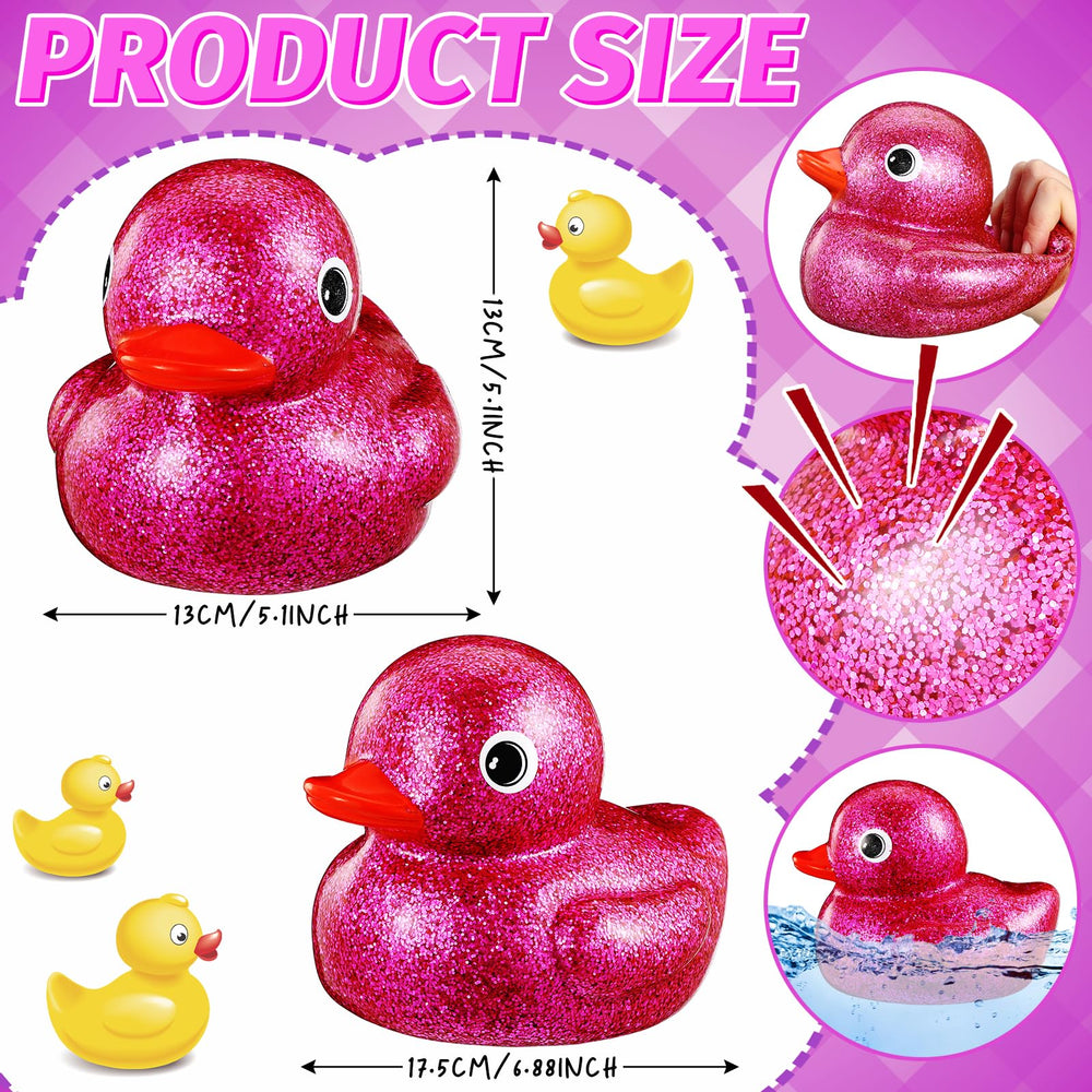 Honoson giant glitter rubber duck with squeaker for playful baths