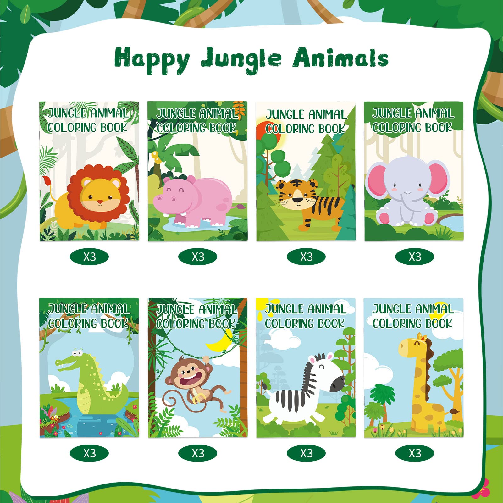 Honoson jungle mini coloring book panda design for calm, mindful coloring
