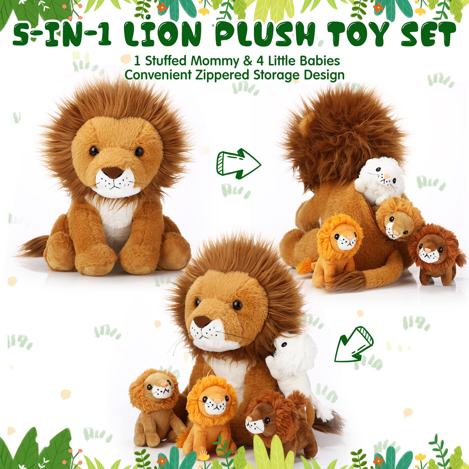 Honoson lion plush figure 3, ideal for party favors and room decor.