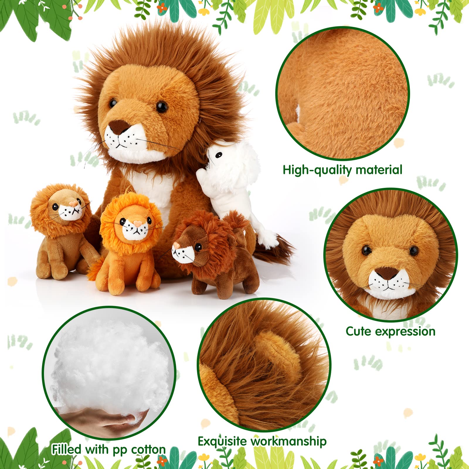 Honoson lion plush figure 4, friendly naptime companion for kids.