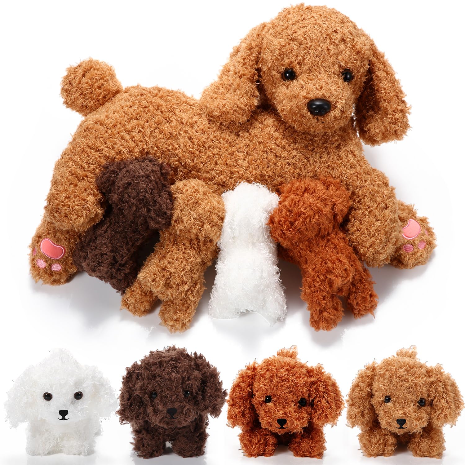 Honoson mommy dog plush 38 cm, soft and cuddly for bedtime stories.