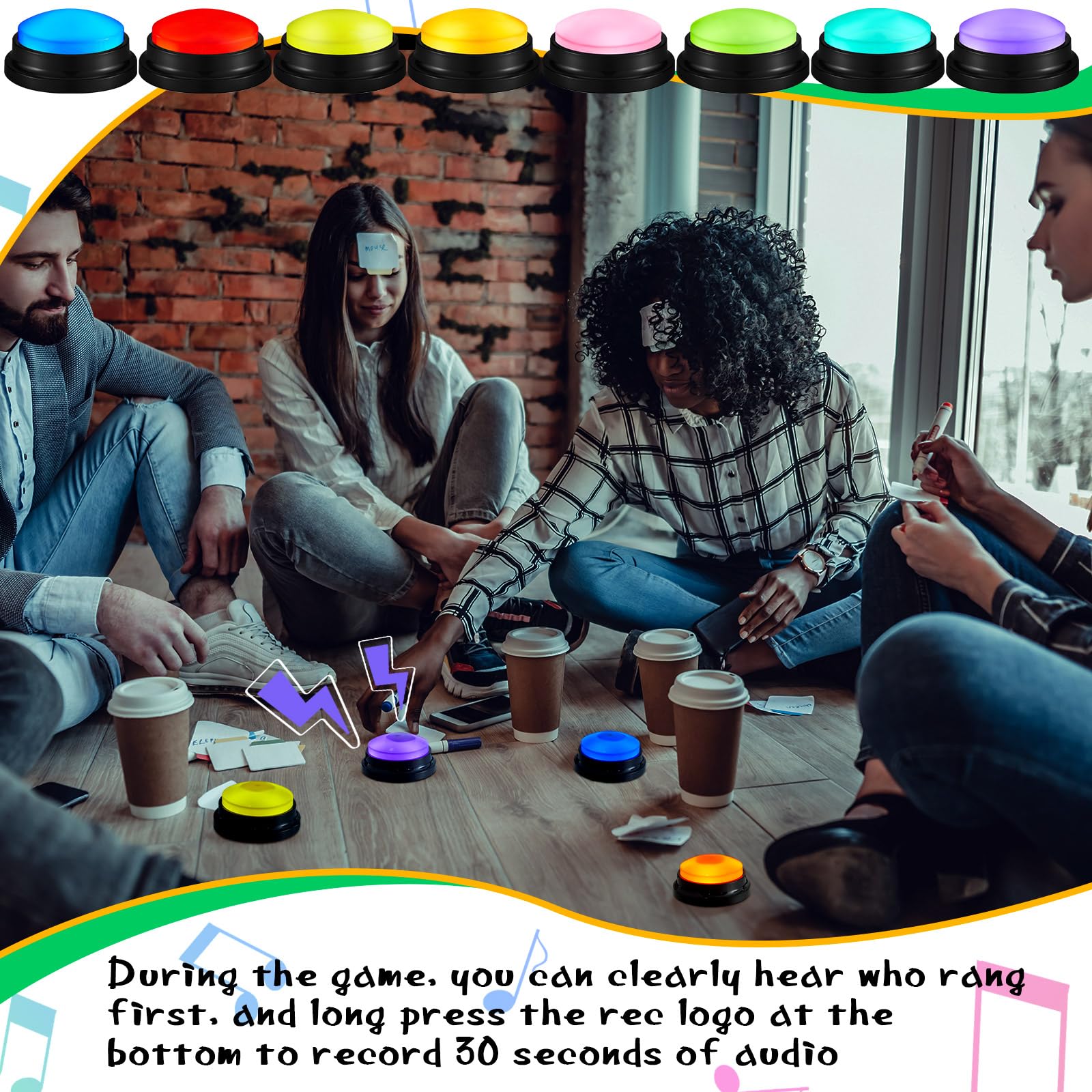 Honoson classroom use shows 30-second recordings per button for prompts.
