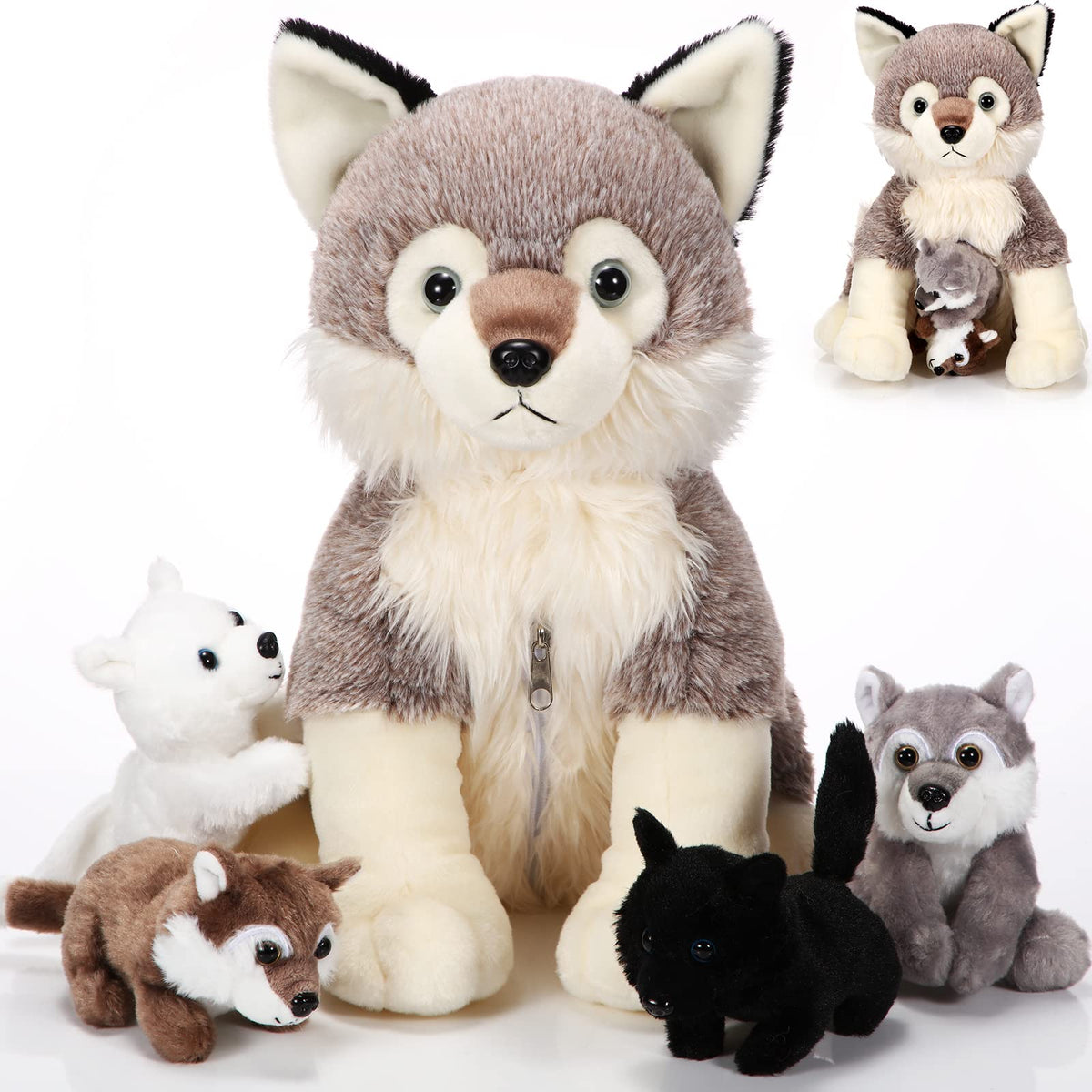 Honoson 14-inch mommy wolf plush for cuddly bedtime comfort