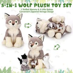 Honoson soft fabric wolf plush with cozy plush material