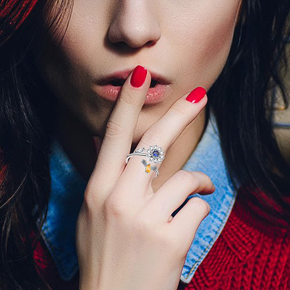 Honsny anxiety ring moon-star spins smoothly for distraction-free moments.