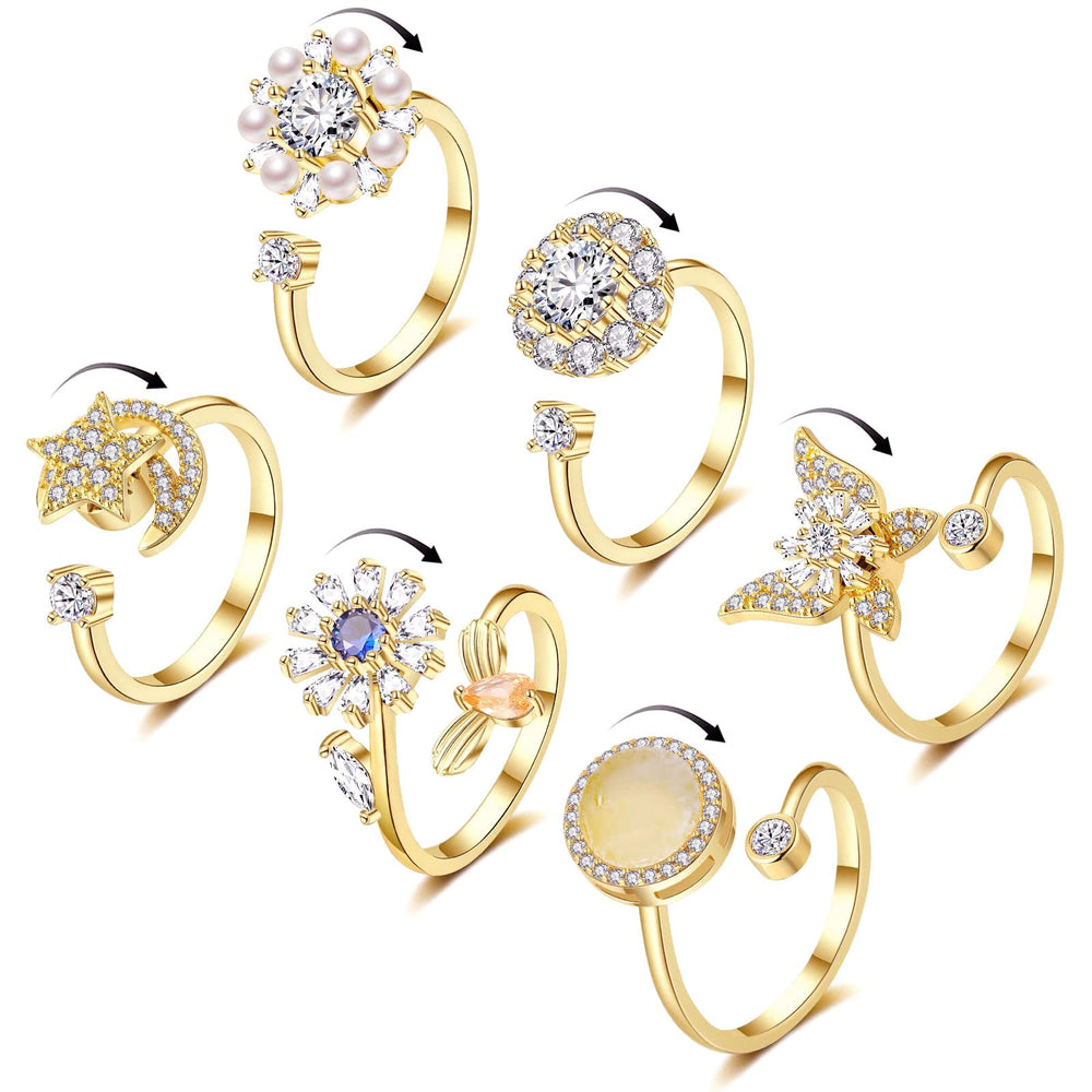 Honsny butterfly anxiety ring with gold finish for focused moments