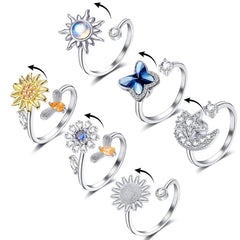 Honsny flower CZ spin ring adds vibrant sparkle for everyday wear