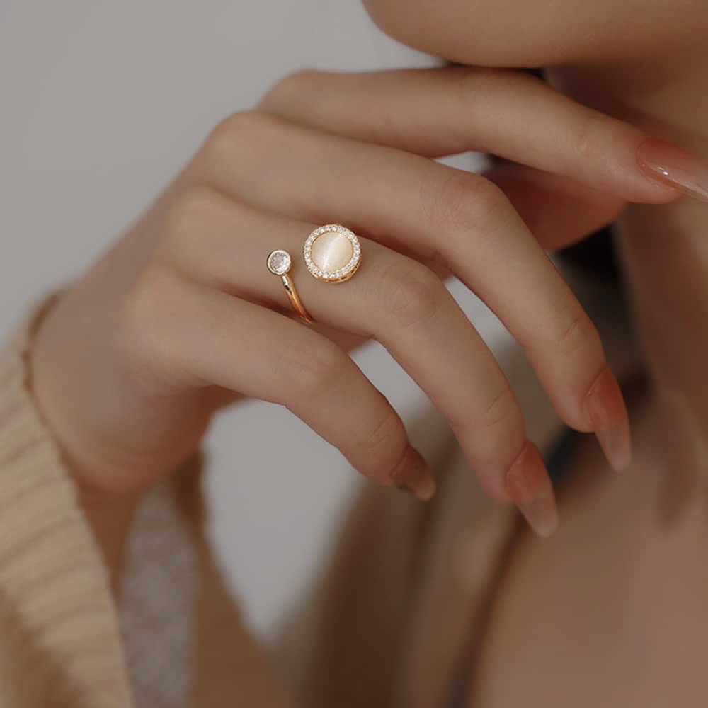 Honsny moon star spinner ring with smooth rotation for calm focus