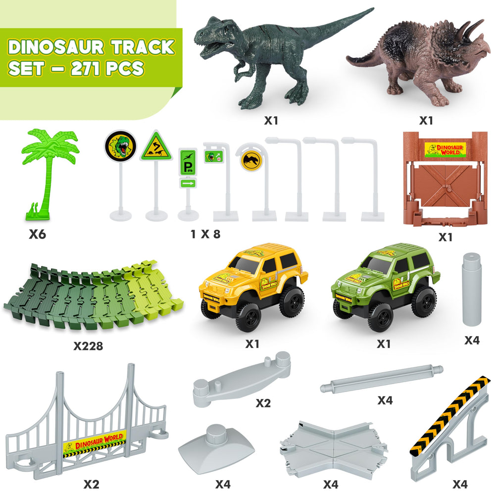 Hony Dinosaur Tracks track pieces enable flexible layouts for creative experimentation