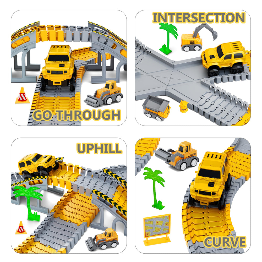Hony traffic signs and rails guide safe pretend driving adventures.