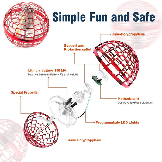 Hoofun Flying Orb Ball Toy in hand shows easy self-return flight.