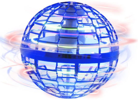 Hoofun Flying Orb Ball Toy with blue glow for indoor fun and varied flight paths