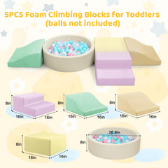 Hoohtoot foam climbing blocks yellow set, side view highlighting PU leather surface and resilience.